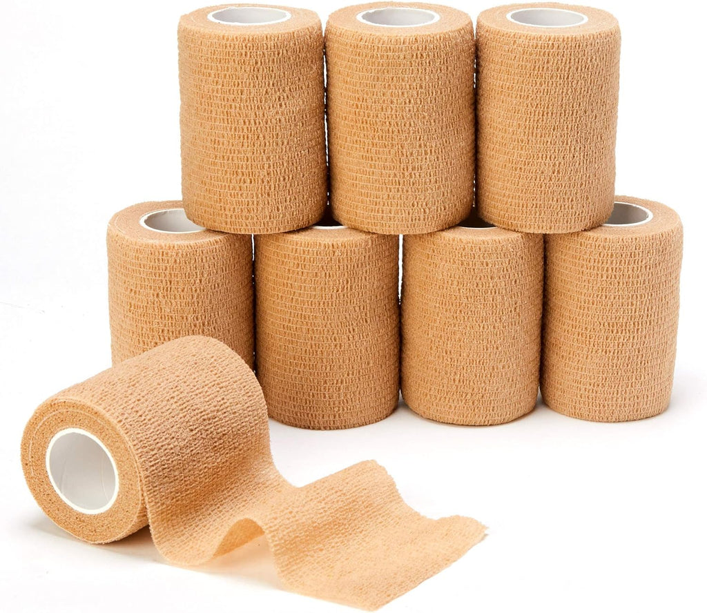 Self Adhesive Bandage Tape (3 Inches X 5 Yards), 8 Pack Elastic Cohesive Bandage Medical Wrap for First Aid, Sports, Wrist & Ankle (3 inch, Count, 8)