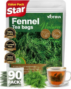 WOTIHA 90 Count Organic Premium Fennel Tea Bags - 100% Natural & Pure Herbal Tea, Supports Digestion & Reduces Bloating, Caffeine-Free, Sugar-Free, Gluten-Free, Vegan.Non-GMO