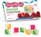 Hazer Baba Turkish Delight Candy, Assorted Rose & Lemon & Mint Flavors, 16 oz (Pack of 1), Gourmet Snack Box, Traditional, Vegan Snack, Lokum, Sweets, Loukumi, Delicias Turcas, Halal, Kosher