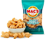 Mac's Salt & Vinegar Fried Pork Skins - Salt & Vinegar Flavored Chicharrones Pork Rinds - Low Carb, Gluten-Free, Keto-Friendly Snack- 3oz (12-Pack)