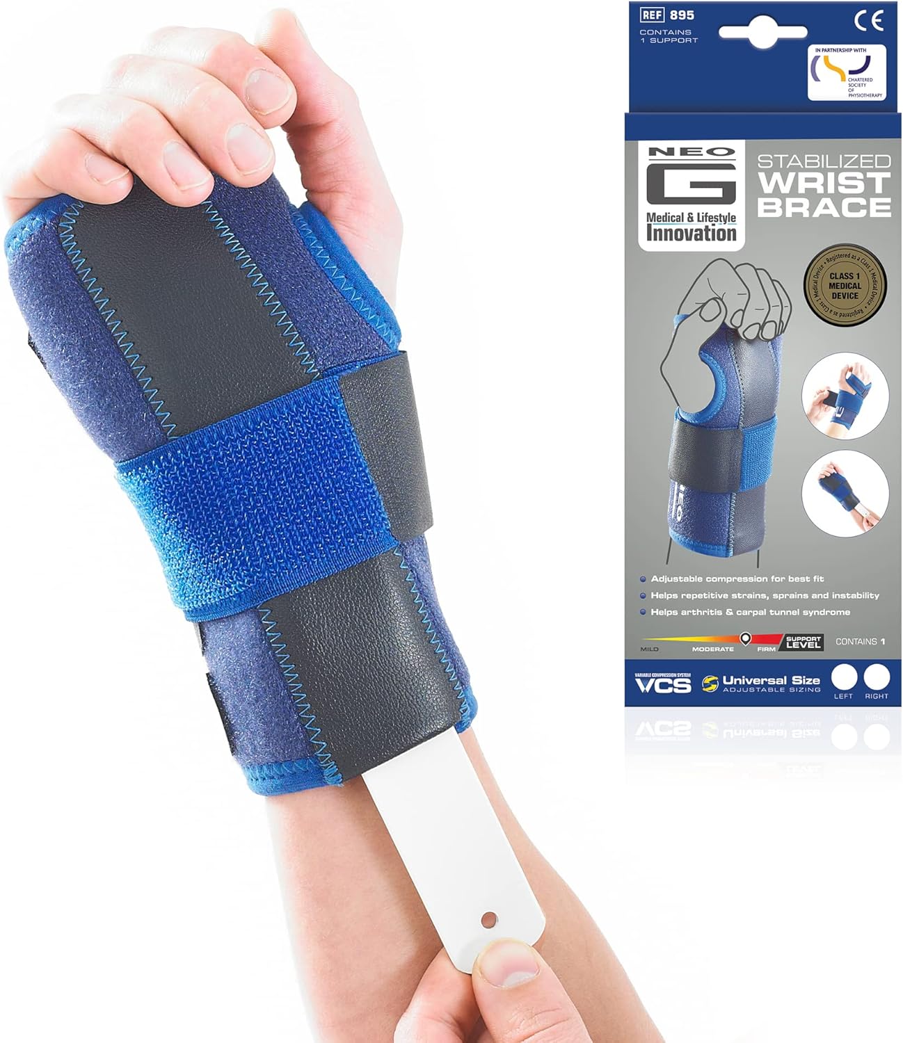 Neo-G Stabilized Carpal Tunnel Wrist Brace - Tendonitis Wrist Brace - For Arthritis, Tendonitis, Joint Pain, Sprains - Adjustable Compression - Left Hand - Class 1 Medical Device
