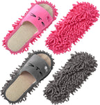 2 Pairs Washable Microfiber Mopping Slippers, Detachable Mop Shoes for Floor Cleaning, Suitable for Women & Men, Reusable Dusting Mop Slippers for Kitchen, Bathroom, Home