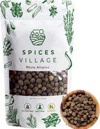 SPICES VILLAGE Allspice Berries Whole, Pimento Seeds, Natural Allspice for Cooking, Pickling Seasoning, 8 oz, Pimienta Dulce Malagueta, Kosher, Gluten Free, Non GMO, KETO Friendly, Resealable Bulk Bag