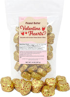 Chocolate Peanut Butter Hearts Wedding Favors – Gold Wrapped Candy, Individually Wrapped Milk Chocolate Peanut Butter Hearts 14 Ounce (About 39 Pieces)