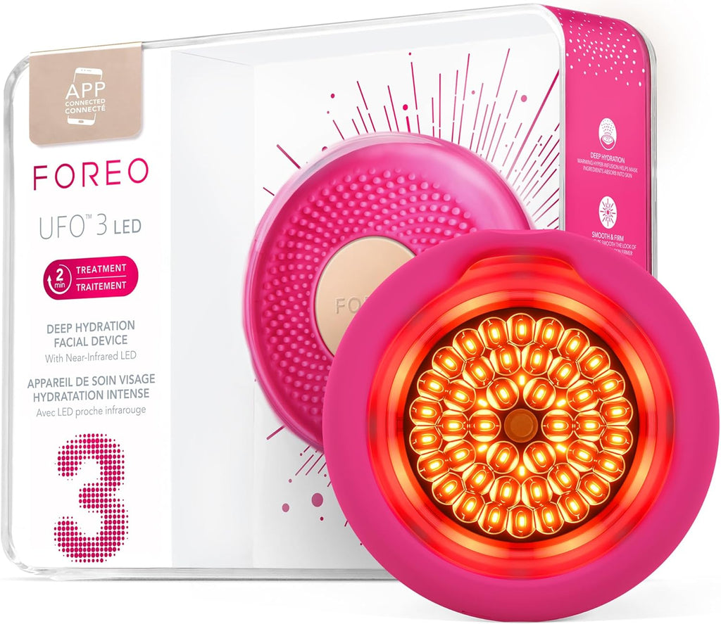 FOREO UFO 3 LED 4-in-1 Face Mask Skincare Device - Face Moisturiser - Full spectrum LED - Deep Tissue & Red Light - Warming - Massage - App-connected