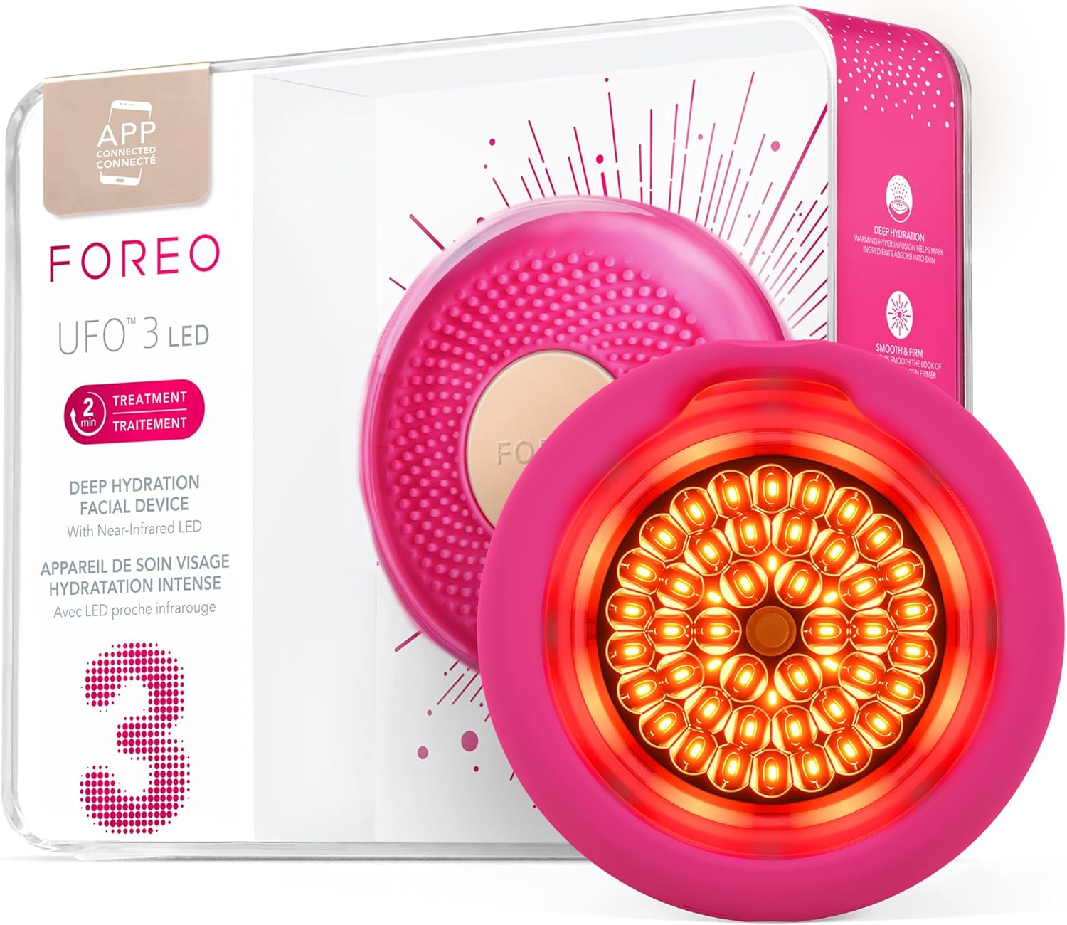 FOREO UFO 3 LED 4-in-1 Face Mask Skincare Device - Face Moisturiser - Full spectrum LED - Deep Tissue & Red Light - Warming - Massage - App-connected