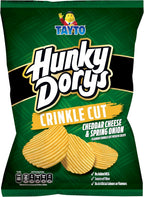 Tayto Hunky Dorys Crinkle Cut Potato Crisps, Cheddar Cheese & Spring Onion Flavor, 4.58 oz, 3 Pack