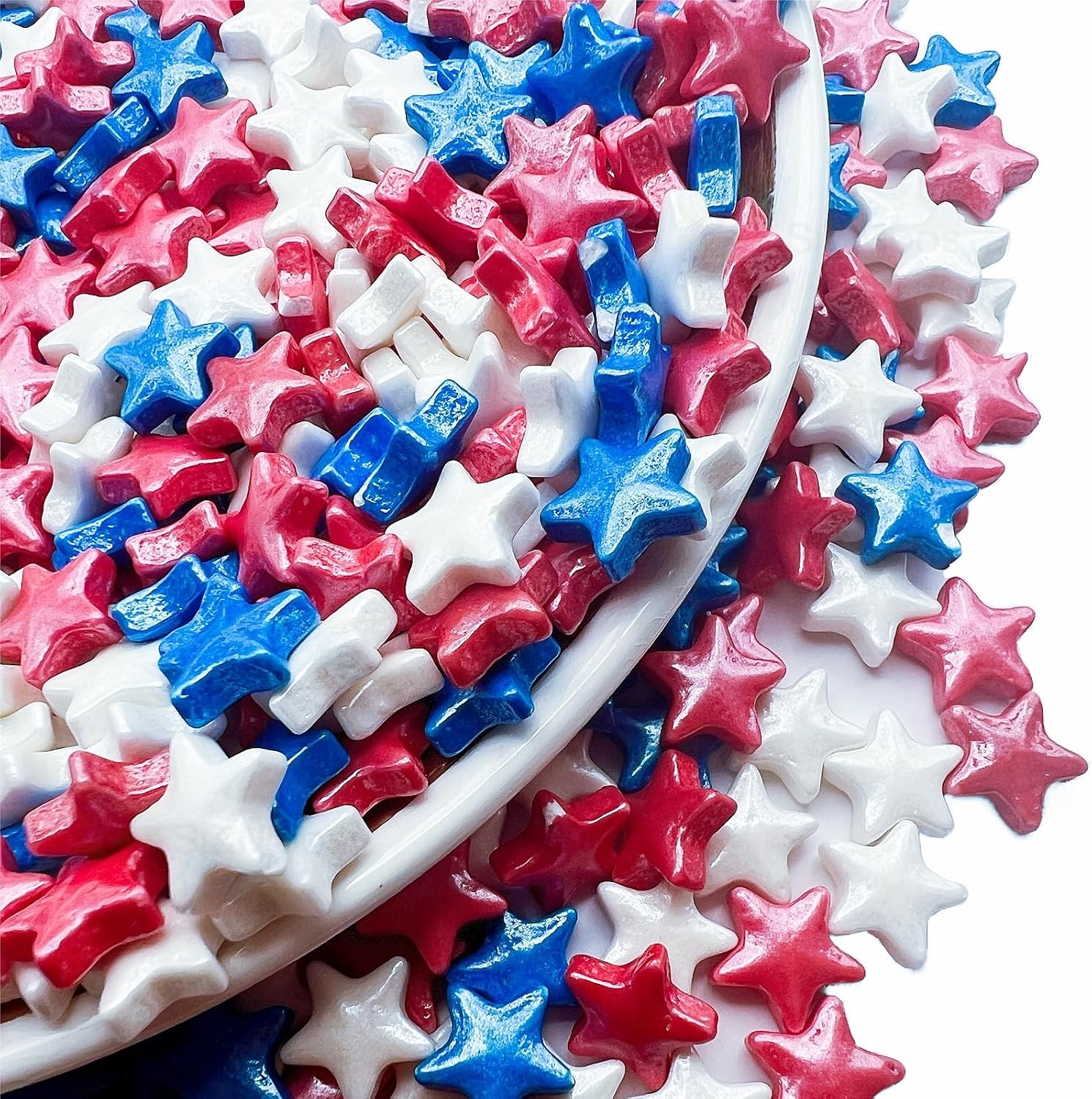 SE Si&Moos Edible Patriotic Stars for Cake Decorating Red White and Blue Sprinkles Fourth of July Cake Decorations Star Cupcake Decorations Shower Party Holiday Supplies 3 OZ