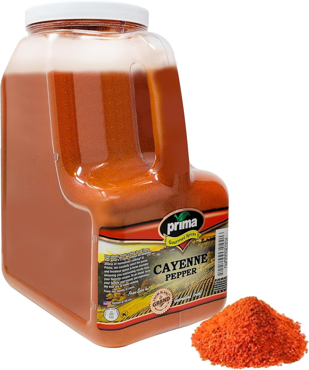 Prima Spice Hot Cayenne Pepper Powder Bulk 5 LBS-60,000 SHU Heat Unit-Gluten Free All Natrual Red Ground Pepper-For Commercial & Home Use