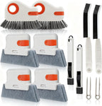 12pcs Window Track Cleaner Tool Set, Window Sill & Groove Cleaning Brushes with Hard Bristle Crevice Brush and Debris Pliers for Sliding Door Rails, Shower Door Tracks, Kitchen & Bathroom Gaps