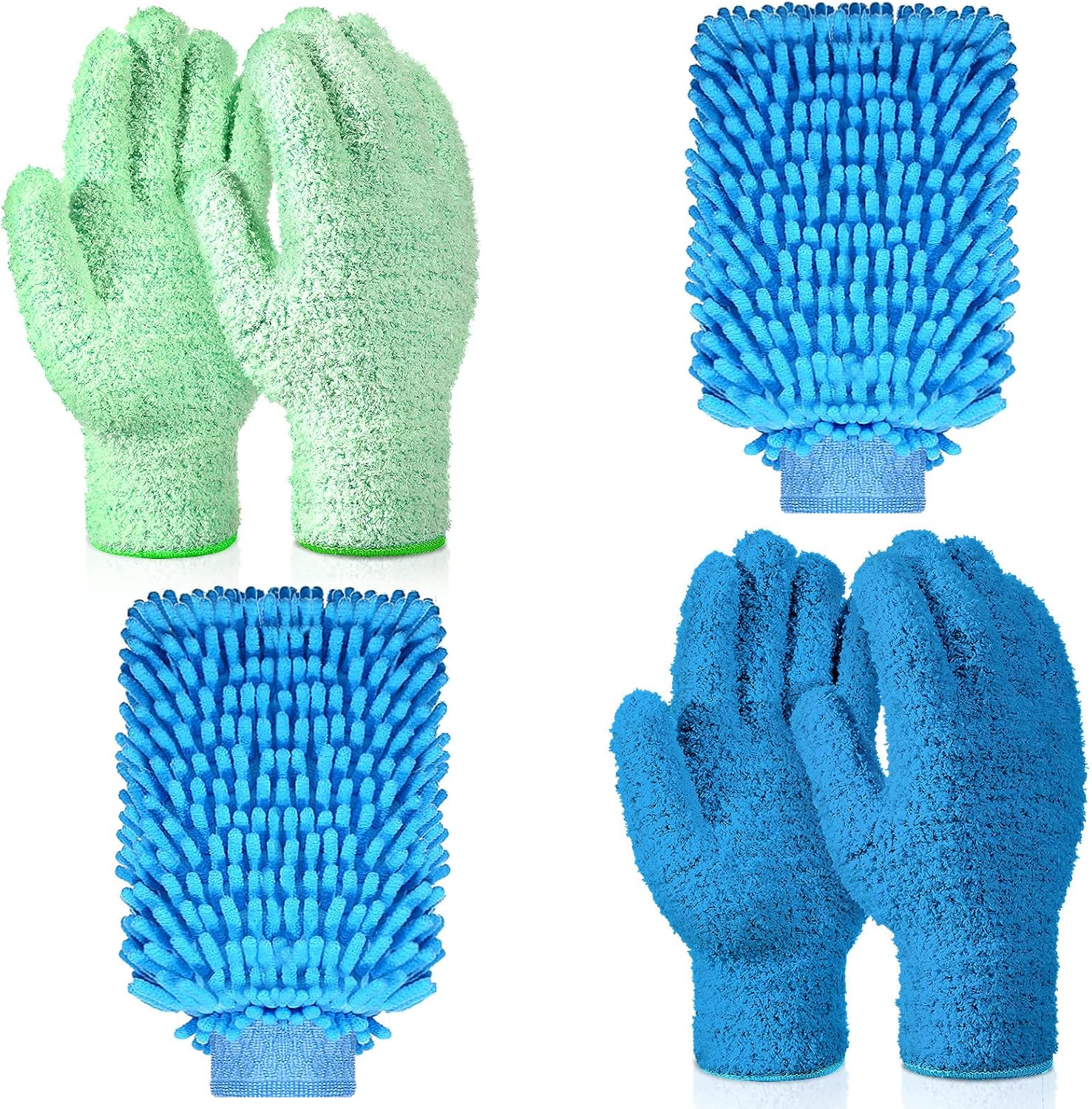 6 Pcs Microfiber Dusting Mitt Gloves for Plants Washable Dusting Gloves for House Cleaning Furniture Car Washing