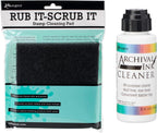 Ranger Ink Rub It Scrub it Pad and One 2 oz Bottle of Archival Ink Cleaner, Bundle of 2 Items