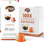 FORTE Espresso Pods for Nespresso Original Line - 12/12 Intensity Italian Roast - 100% Food-Grade BPA-Free Capsules for Home & Office Machines - Bold Ristretto Blend with Thick Crema