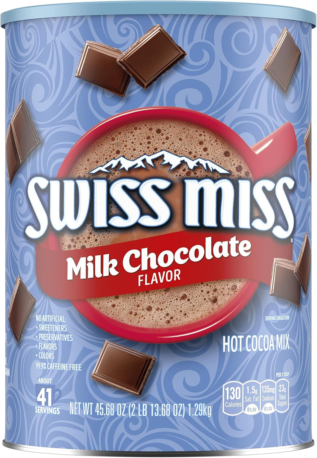 Swiss Miss Milk Chocolate Flavor Hot Cocoa Mix Canister, 45.68 oz. (Pack of 6)