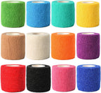 Kuvvfe Elastic Bandages (12-Pack) 2” x 5 Yards | Self Adhesive Bandage Wrap, Kuvvfe Athletic Elastic Cohesive Bandage for Sports Injury,Strain,Knee & Wrist,Ankle Sprains
