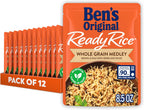 BEN'S ORIGINAL Ready Rice Whole Grain Medley Flavored Rice, Easy Dinner Side, 8.5 Oz Pouch (Pack of 12)