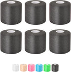 Pre Wrap Athletic Tape 6 Pack, 2.4 Inch x 22 Yards Foam Underwrap Bandage, Foam Underwrap Sports Tape for Ankle Wrist Knee Elbow Hair Soccer, Black