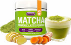 Turmaquik 3.2 Ounce Organic Turmeric Matcha Powder, Superfood Latte Mix with Turmeric, Matcha, Ginger, Cardamom, Black Pepper, and Cinnamon for Lattes, Smoothies, and Wellness Boost