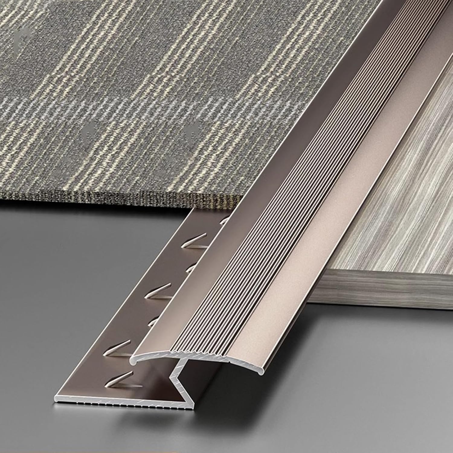 Aluminum Z Bar Carpet Transition Strip with Screws, Anti-Slip Seam Strips for Carpet Thickness Within 12 Mm, 90/130 Cm Long Floor Edge Decorative(Pink Gold,L0.9m/3ft)