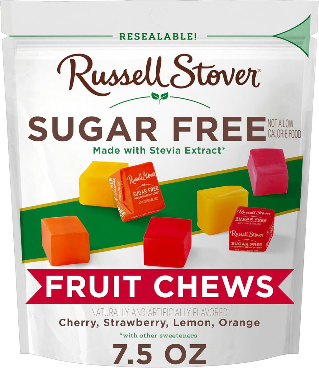 RUSSELL STOVER Sugar Free Fruit Chews Candy, 7.5 oz. bag