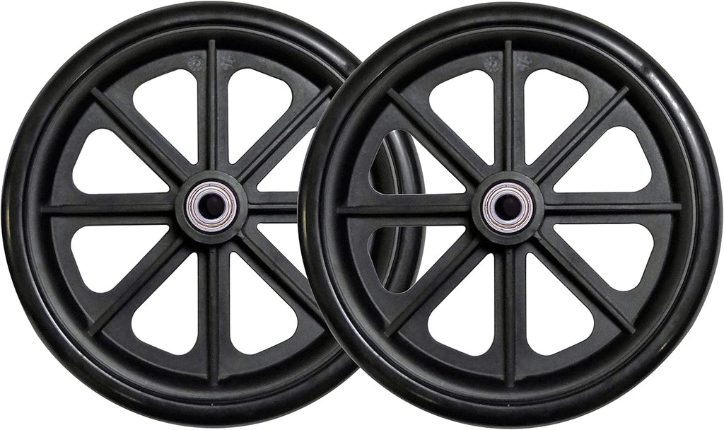 Caster Wheel, Hard Rubber Tire, 8" x 1"- 2 3/8" Hub Width; Fits Most Sunrise, Medline, Drive, Invacare, E&J, Guardian, ALCO & Other Manual Wheelchairs (Black, 7/16" Axle, Wide Hub) One Pair