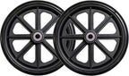 Caster Wheel, Hard Rubber Tire, 8" x 1"- 2 3/8" Hub Width; Fits Most Sunrise, Medline, Drive, Invacare, E&J, Guardian, ALCO & Other Manual Wheelchairs (Black, 7/16" Axle, Wide Hub) One Pair
