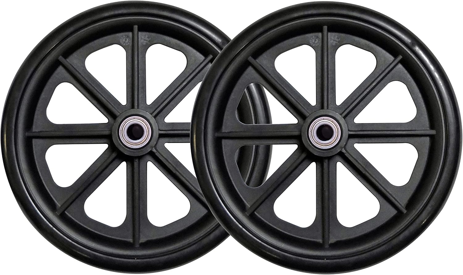 Caster Wheel, Hard Rubber Tire, 8" x 1"- 2 3/8" Hub Width; Fits Most Sunrise, Medline, Drive, Invacare, E&J, Guardian, ALCO & Other Manual Wheelchairs (Black, 7/16" Axle, Wide Hub) One Pair