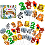Wildlife-Shaped Lollipops 24 Pack, 8 Shapes + 8 Flavors Safari Animal-Themed Candy Suckers For Zoo Birthday, Jungle Theme Sweet Treats Individually Wrapped Bulk, Wildlife Conservation Candy