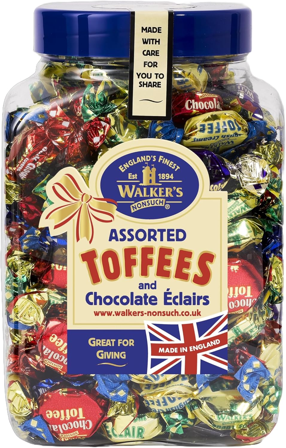 Walkers' Nonsuch Assorted Toffees & Chocolate Éclairs | Contains English Creamy, Milk & Dark Chocolate Covered, Banana Split & Milk Toffees | Traditional British Candy | 44.09 Oz (1.25kg)