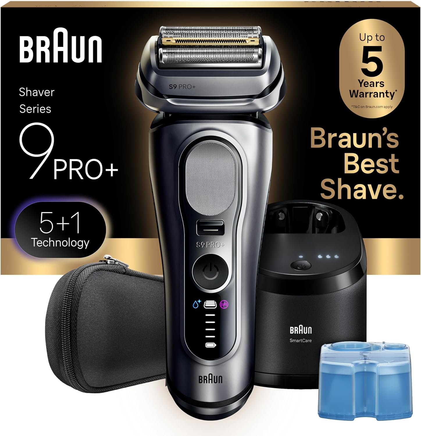 Braun Electric Razor for Men Series 9 PRO+ Electric Foil Shaver with Precision Trimmer and 6in1 SmartCare Center, Silver, 9667cc