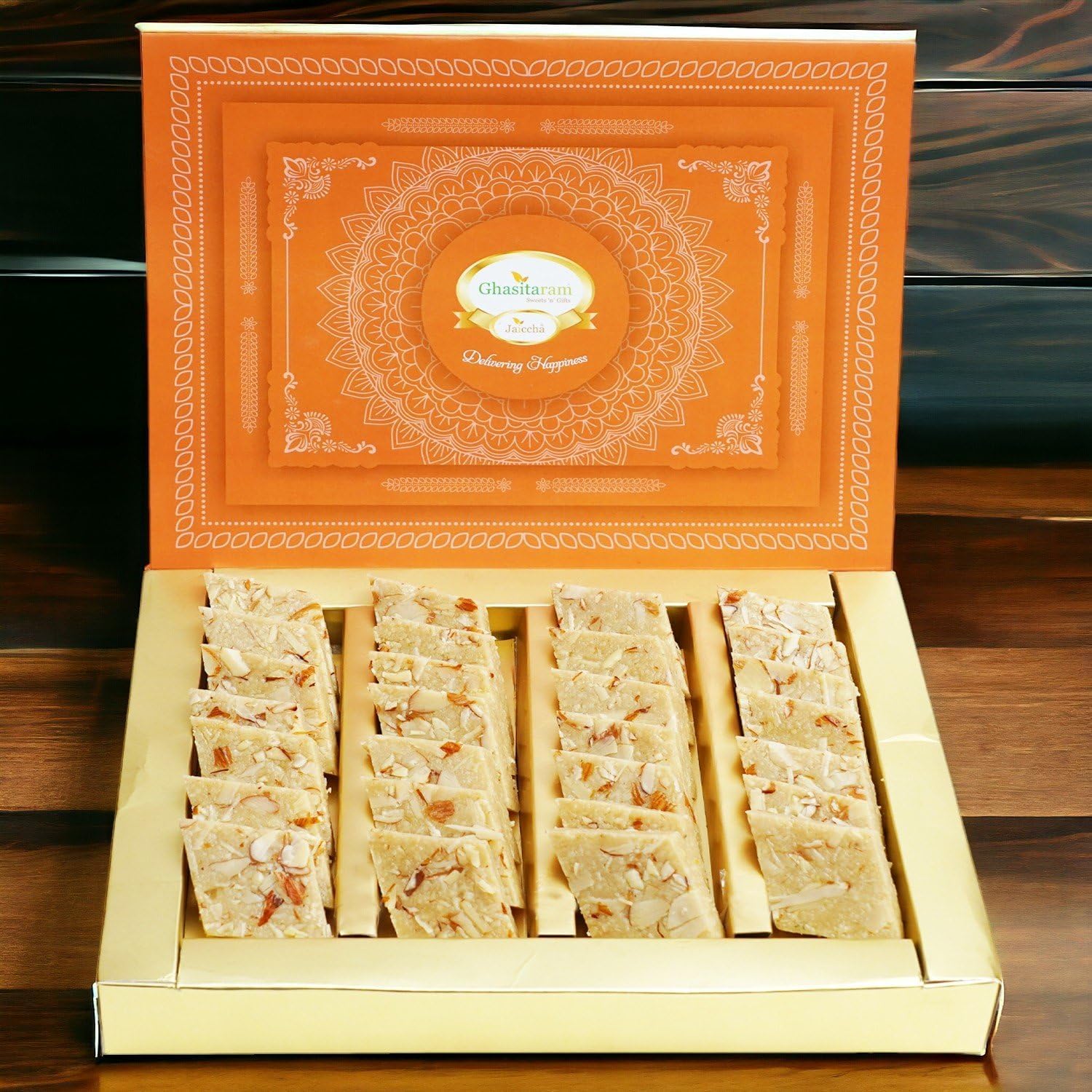 Ghasitaram Gifts Indian Sweets - Sugarfree Sweets - Sugarfree Pure Kaju Katlis Box 400 gm