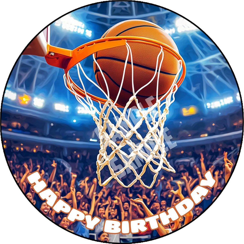 7.5x Inch Edible Cake Toppers – Basketball Themed Birthday Party Collection of Edible Cake Decorations