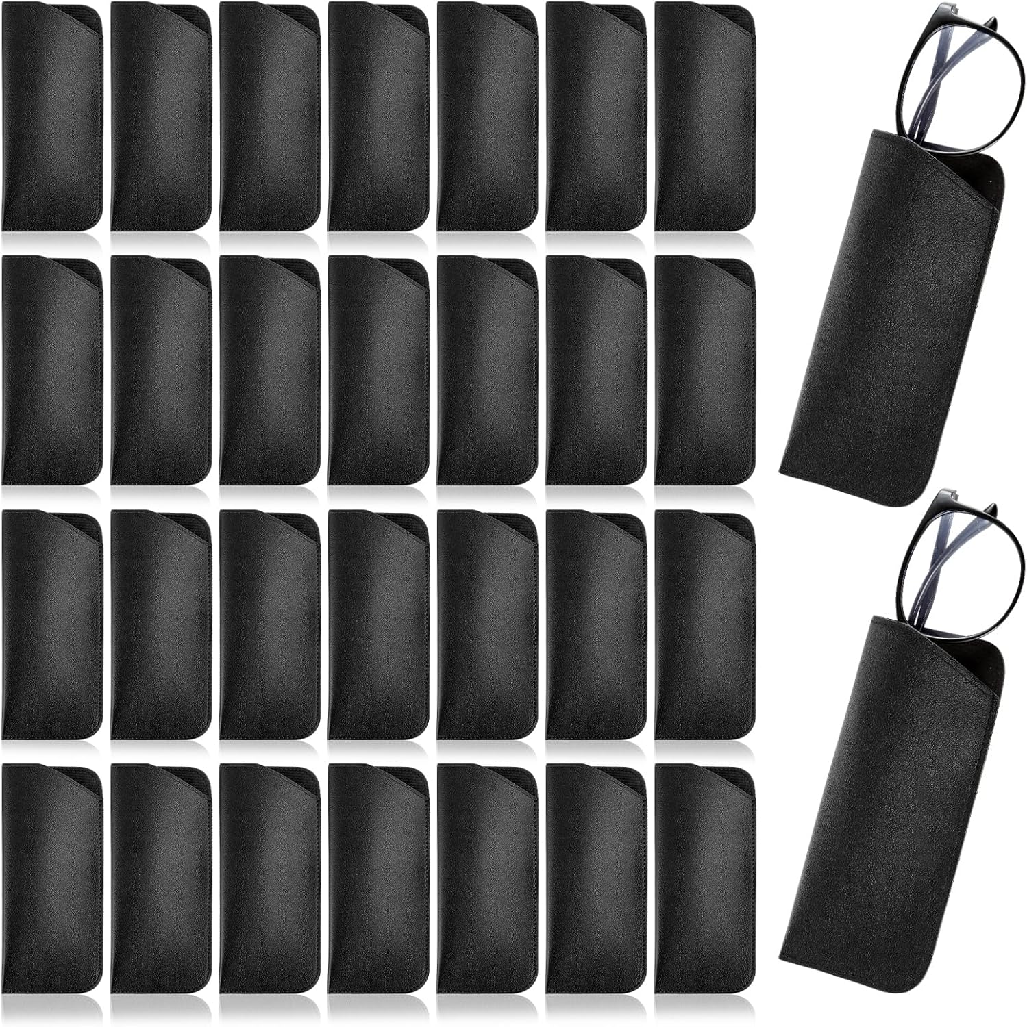 30Pcs Soft Glasses Case, Leather Eye Glass Case Glasses Pouch for Women Men Travelling Reading