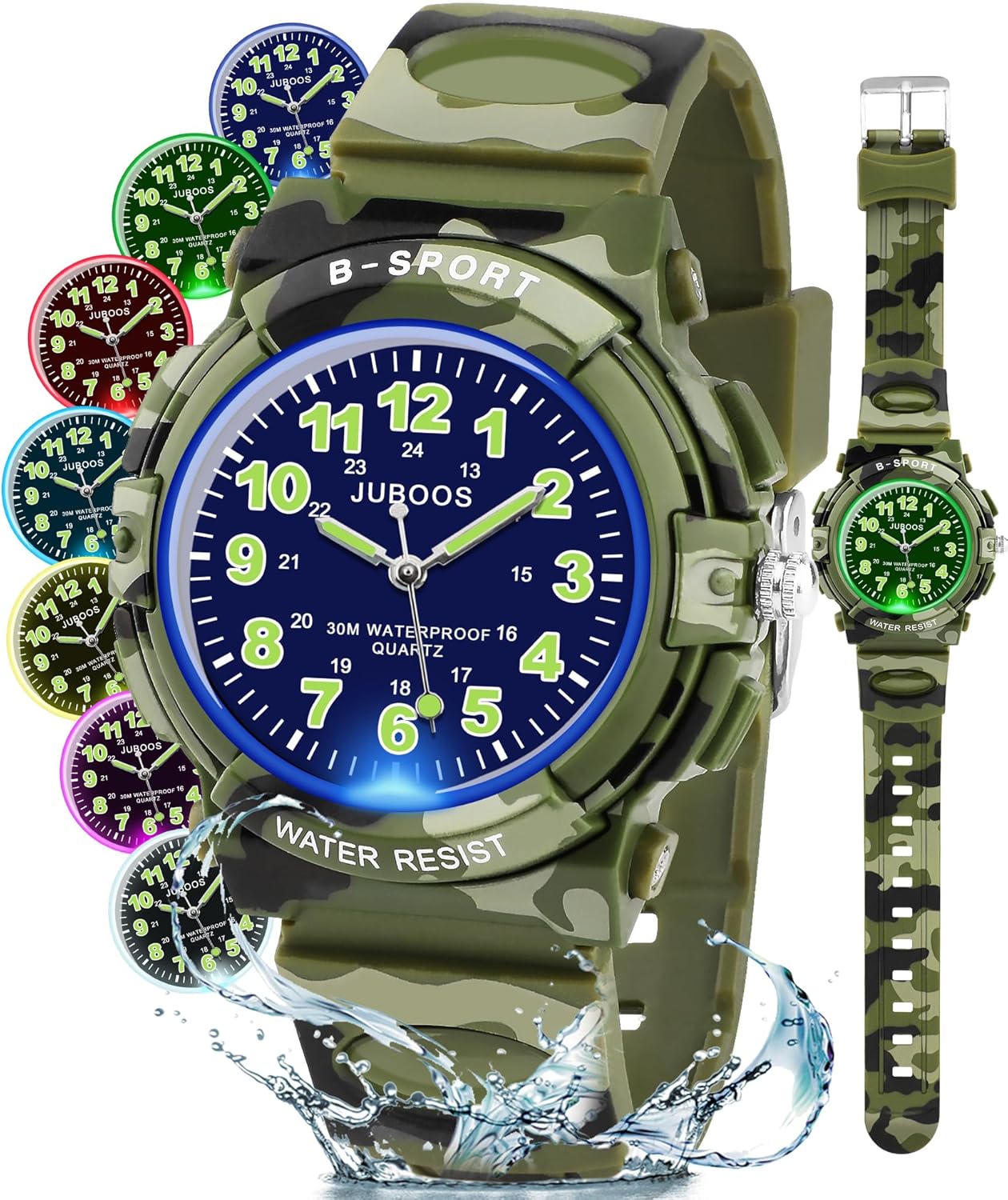 Juboos Kids Watch Analog for Boys Girls, Childrens Waterproof Soft Strap Kids Time Teaching Quartz Wristwatch for Ages 5-15
