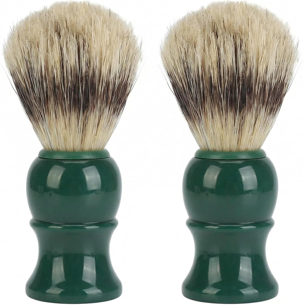 Green Shaving Brushes for Men With Soft Bristles and Resin Handle for Rich Lathering With Soap or Cream in Bowl or Mug for Home Bathroom Travel Kit