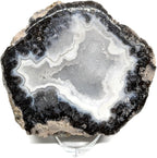 Hollow Geode Half with Quartz Crystals and Display Stand – Premium Quality Fluorescent Agate Rock | Natural Décor, Science Display or Collector Gift
