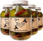 Jan's Pickles - Spicy Sweet Garlic Dill Pickle Chunks (4 Jars) Kosher, Homemade, Gourmet Flavored and Sliced Dills | 32 fl oz (1 qt) | Spicy, Sweet, and Garlic Flavor Combinations Available