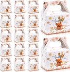 Spakon 36 Pieces Bear Baby Shower Boxes Favor Treat Boxes Cute Paper Candy Cookies Decorations for Baby Shower Supplies Gender Reveal Bear Themed Birthday Party Decor(Brown)