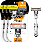 BIC Flex 5 Sensitive Men's Disposable 5-Blade Razors, Comfortable Shave, 2-Pack, 3 Count