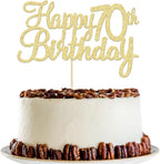 Gyufise 1 Pack Gold Happy 70th Birthday Cake Topper Glitter Happy 70 Cupcake Topper Cheers to 70 Fabulous Cake Decoration for 70th Birthday Party Decoration Supplies