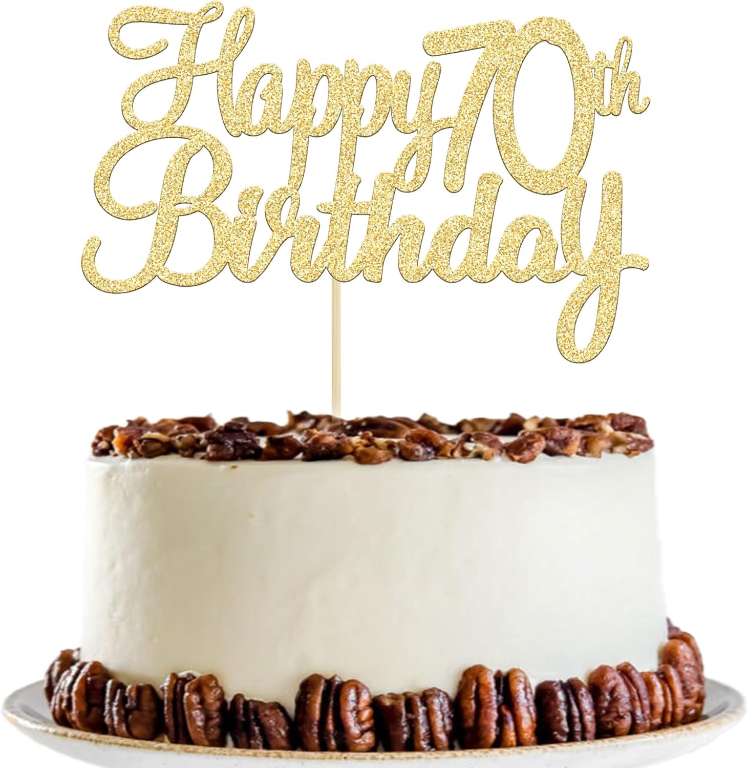 Gyufise 1 Pack Gold Happy 70th Birthday Cake Topper Glitter Happy 70 Cupcake Topper Cheers to 70 Fabulous Cake Decoration for 70th Birthday Party Decoration Supplies