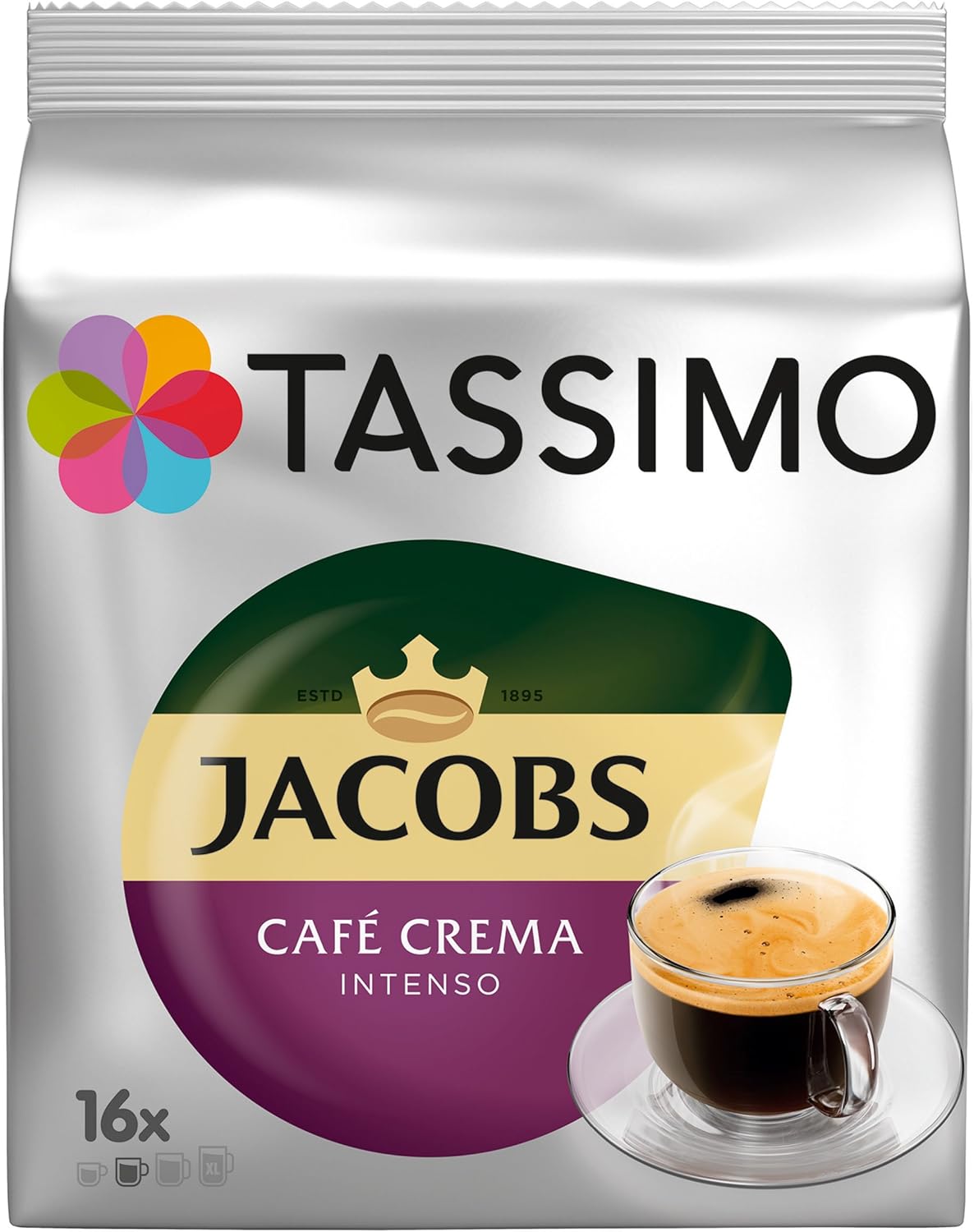 Tassimo Jacobs Caffè Crema Intenso, Intense & Strong, 16 T-Discs