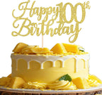 Rsstarxi 1 Pack Happy 100th Birthday Cake Topper Gold Glitter Cheers to 100 Years Hello 100 Fabulous Cake Pick for It's My 100 Birthday Theme Celebrate Party Cake Decorations Supplies
