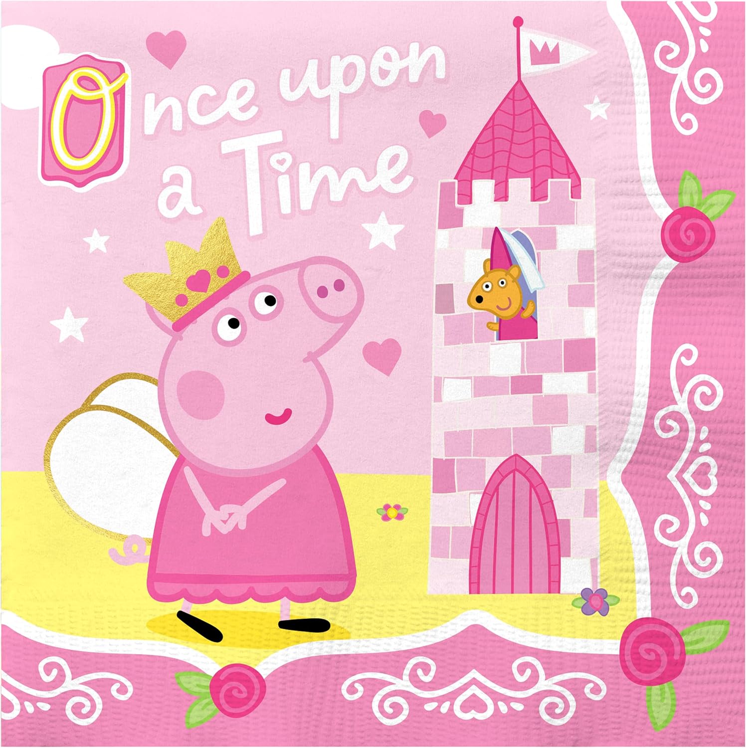 Treasures Gifted Peppa Pig Party Napkins - Pack of 48 Pink Paper 1-Ply Napkins - Officially Licensed Peppa Pig Birthday Party Supplies