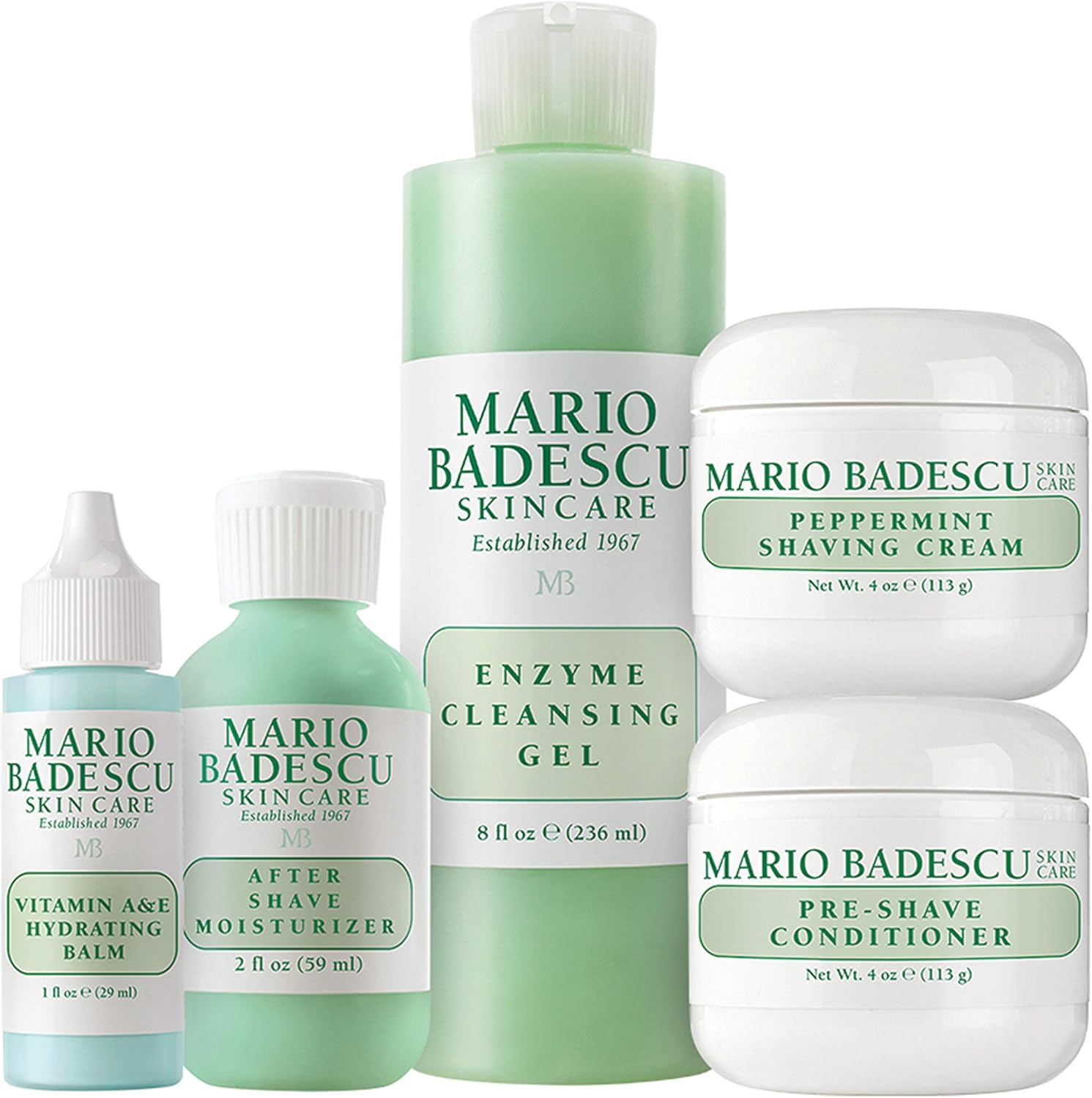 Mario Badescu The Executive Collection for Men, Skin Care Gift Set with Pre Shave Conditioner, Shaving Cream, Vitamin A Hydrating Balm, After Shave Moisturizer, and Enzyme Cleansing Gel