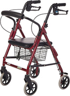 Lumex Walkabout Junior Rollator - Narrow Rolling Walker with Seat for Seniors & Small Spaces