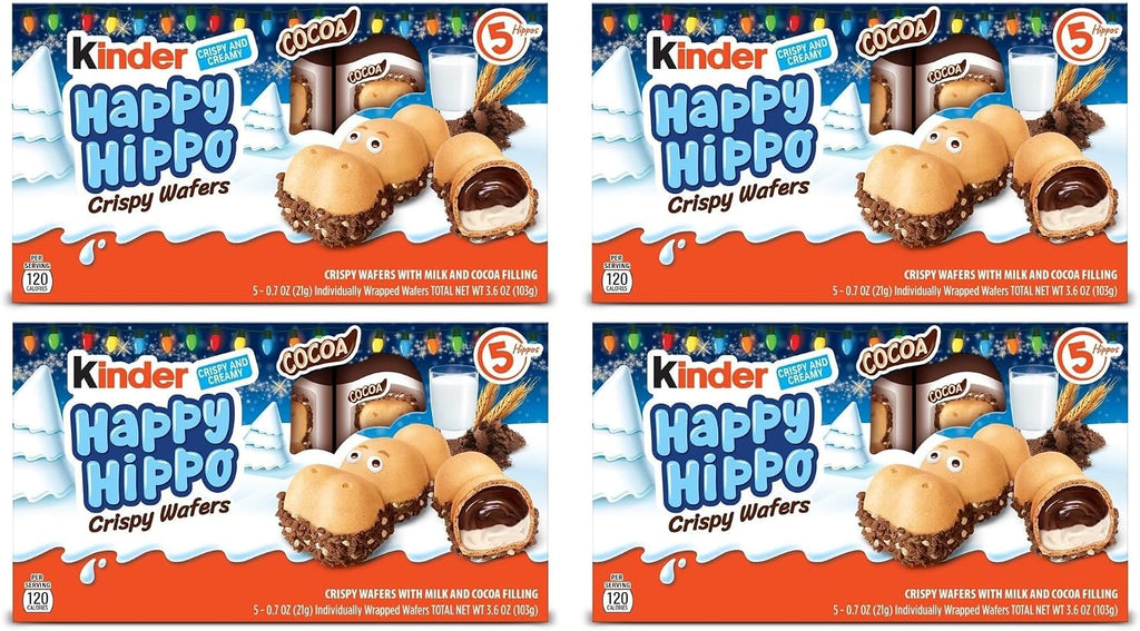Kinder Happy Hippo Cocoa Biscuits 3.62 oz each (4 Items Per Order)