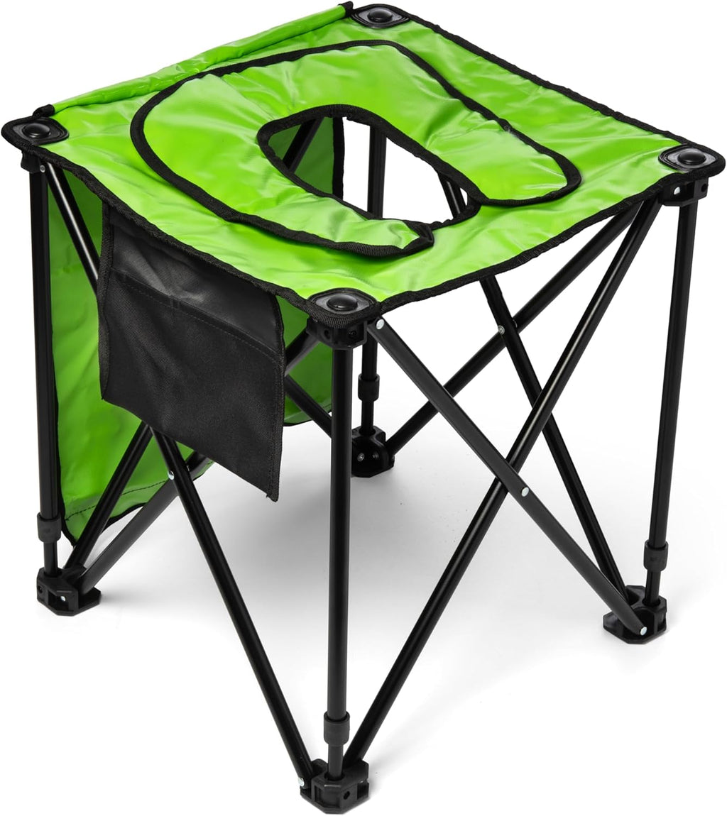 TravelJohn Foldable Commode Chair - Portable Camping Toilet, Steel Frame with Padded Seat, Supports up to 225lbs