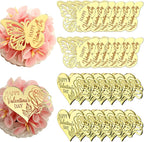24 Pieces Valentine's Day Butterfly and Heart Design Cupcake Toppers, Gold Mirror Acrylic Decorations, 2.2 x 1.77 Inch Happy Valentine's Day Design