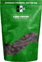NPG Long Pepper 16 Oz, Whole Black Long Pepper, Piper Longum Black Peppercorns, Pippali Aromatic Spice for Indian, Middle Eastern, and Mediterranean Cuisine, Strong Flavor Enhancer